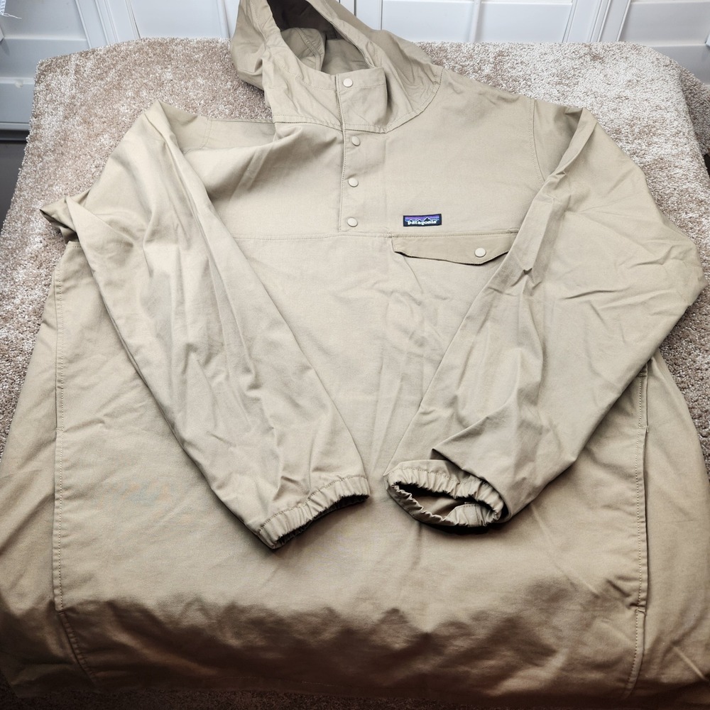 Patagonia Mens XXL Tan Organic Maple Grove Pullover Hooded Jacket Snap T Khaki
